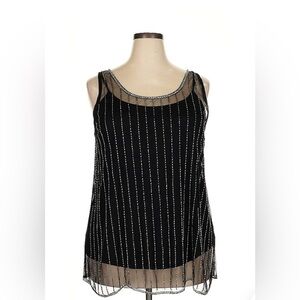 Lane Bryant Black and Silver Sequin‎ Embellished Tank Top